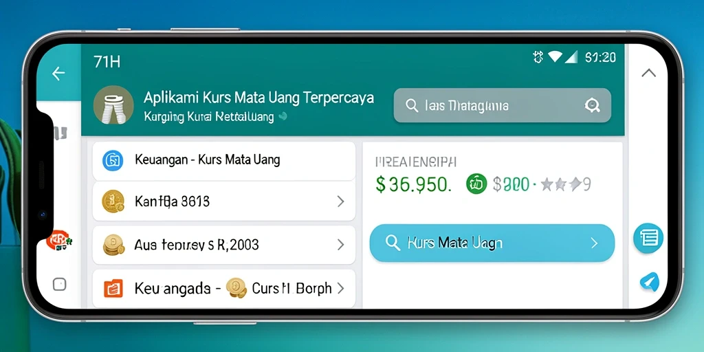 Tampilan antarmuka aplikasi Kurs Mata Uang 71H yang modern dan fungsional.