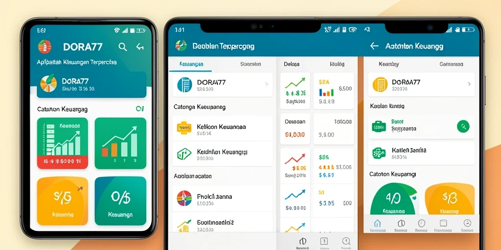Antarmuka pengguna aplikasi DORA77 dengan fitur Catatan Keuangan.