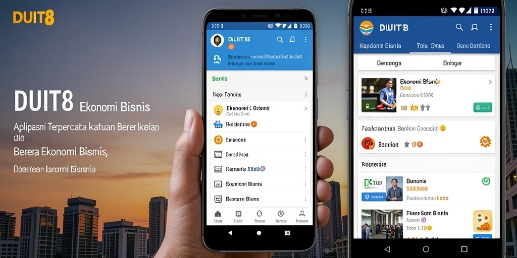 Tampilan antarmuka aplikasi DUIT8 dengan berita ekonomi terbaru.