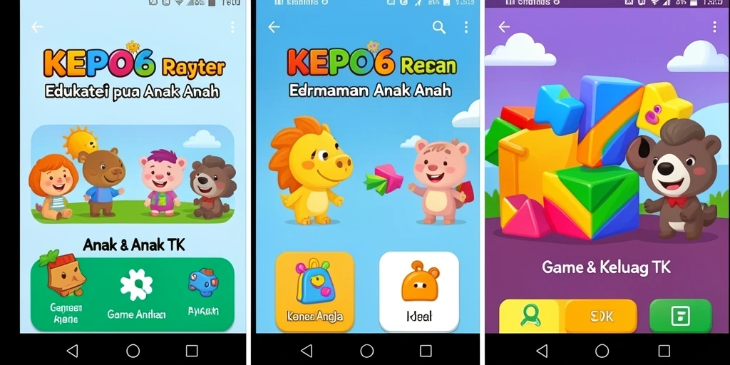 Tampilan antarmuka permainan edukatif untuk anak-anak.
