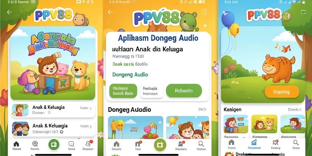 Tampilan antarmuka aplikasi PPV88 yang menarik untuk anak-anak.