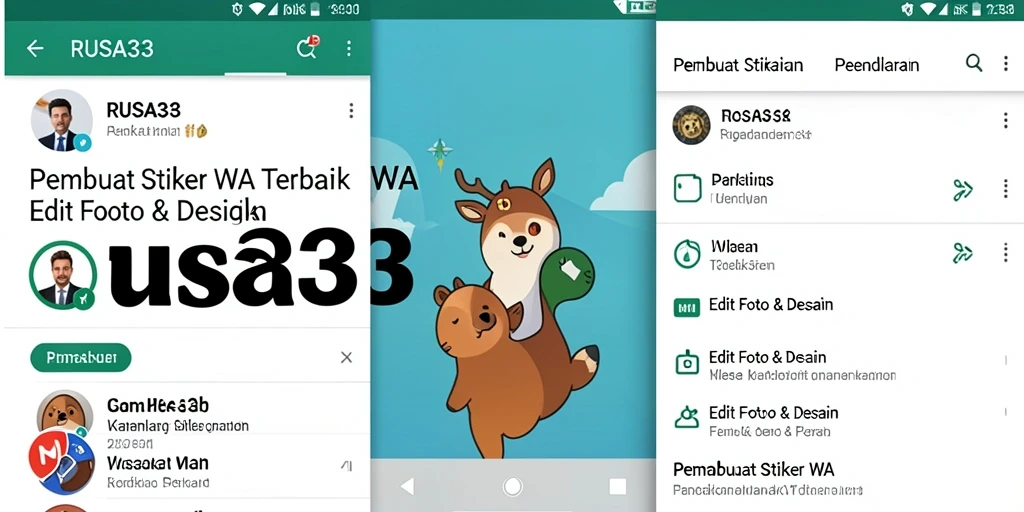 Antarmuka RUSA33 dengan fitur Pembuat Stiker WA yang intuitif.