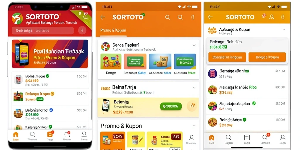 Antarmuka SORTOTO menampilkan berbagai promo dan kupon menarik.